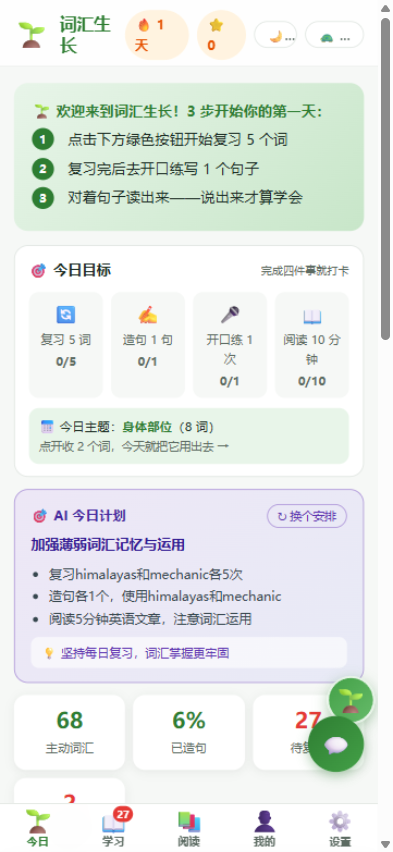 今日目标仪表盘